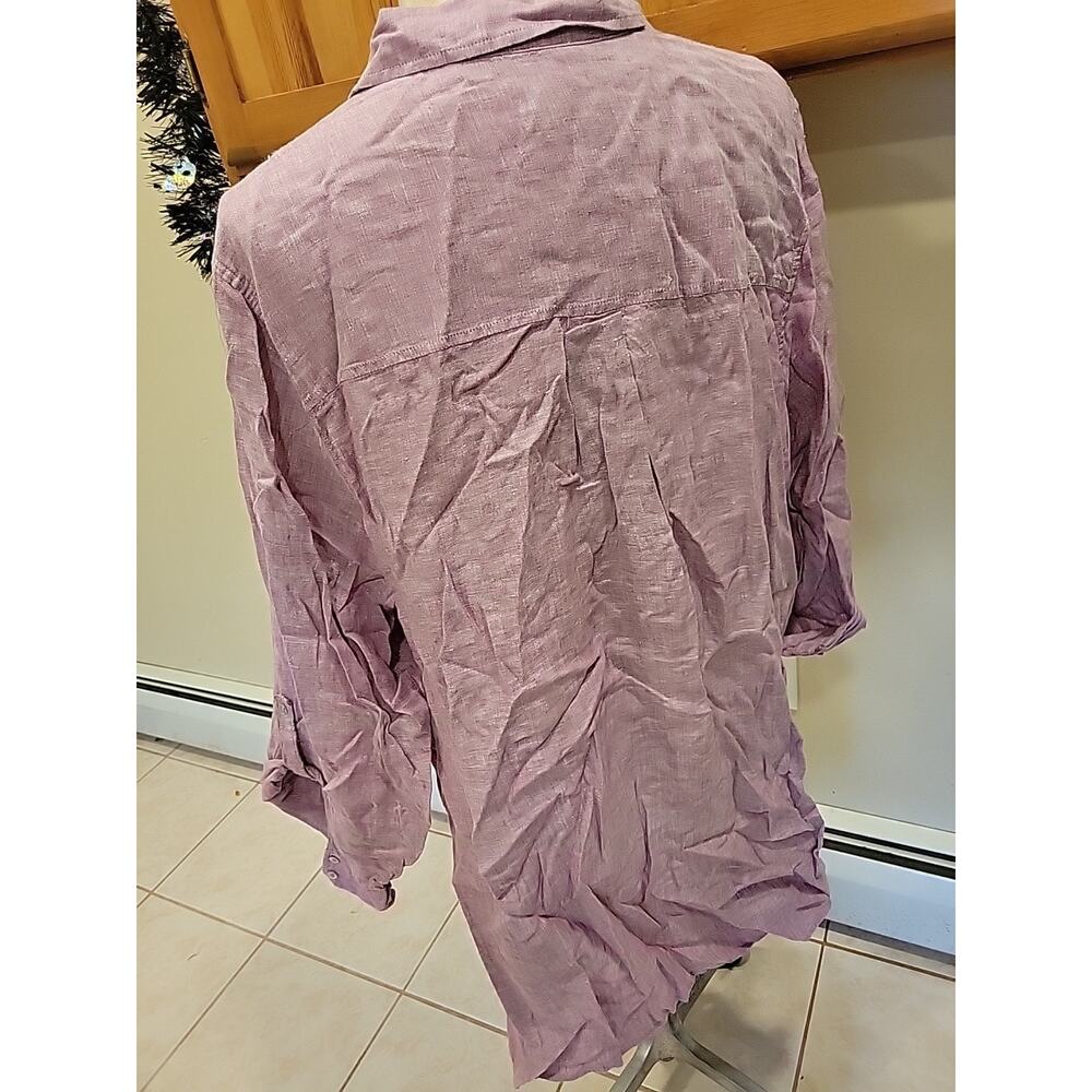 Sigrid Olsen 100% Linen Button Down Front Shirt 3X Purple Women plus size - Picture 6 of 9